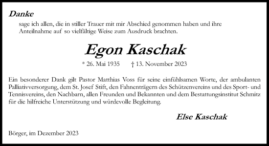 Traueranzeige von Egon Kaschak von Neue Osnabrücker Zeitung GmbH & Co. KG