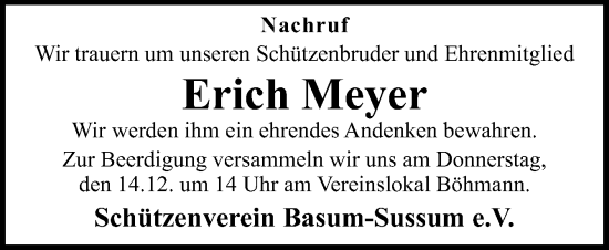 Traueranzeige von Erich Meyer von Neue Osnabrücker Zeitung GmbH & Co. KG