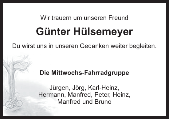 Traueranzeige von Günter Hülsemeyer von DK Medien GmbH & Co. KG