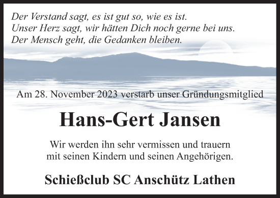 Traueranzeige von Hans-Gert Jansen von Neue Osnabrücker Zeitung GmbH & Co. KG