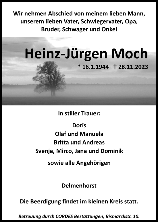 Traueranzeige von Heinz-Jürgen Moch von DK Medien GmbH & Co. KG