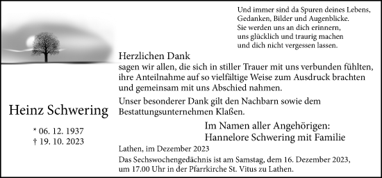 Traueranzeige von Heinz Schwering von Neue Osnabrücker Zeitung GmbH & Co. KG