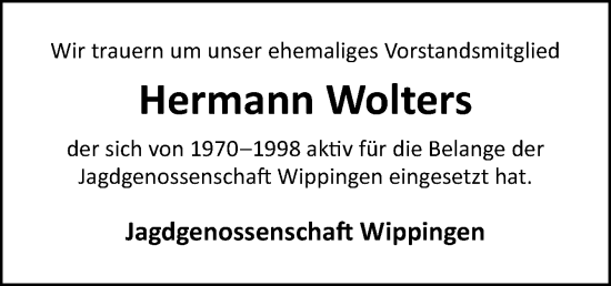 Traueranzeige von Hermann Wolters von Neue Osnabrücker Zeitung GmbH & Co. KG