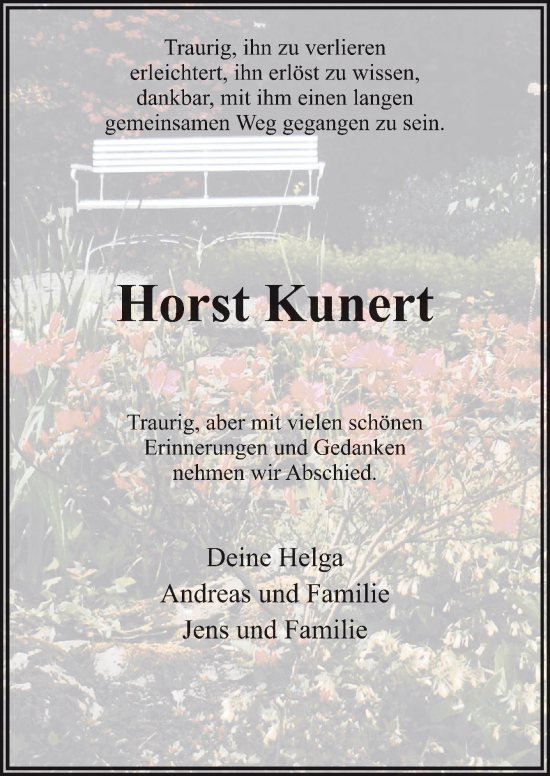 Traueranzeige von Horst Kunert von DK Medien GmbH & Co. KG
