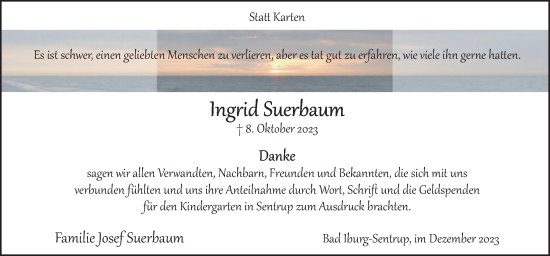 Traueranzeige von Ingrid Suerbaum von Neue Osnabrücker Zeitung GmbH & Co. KG