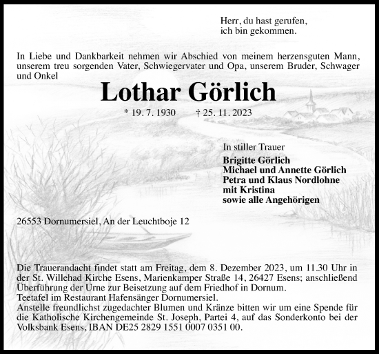 Traueranzeige von Lothar Görlich von Neue Osnabrücker Zeitung GmbH & Co. KG