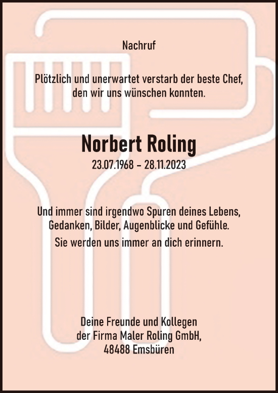 Traueranzeige von Norbert Roling von Neue Osnabrücker Zeitung GmbH & Co. KG