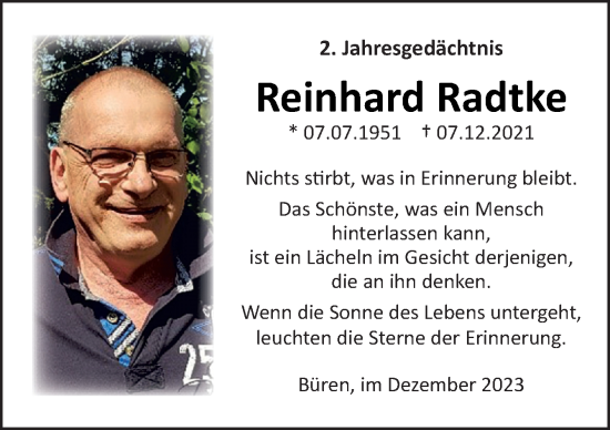 Traueranzeige von Reinhard Radtke von Neue Osnabrücker Zeitung GmbH & Co. KG