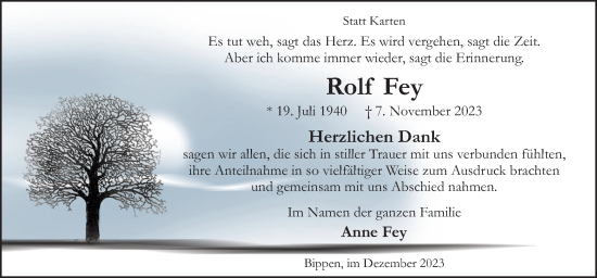 Traueranzeige von Rolf Fey von Neue Osnabrücker Zeitung GmbH & Co. KG