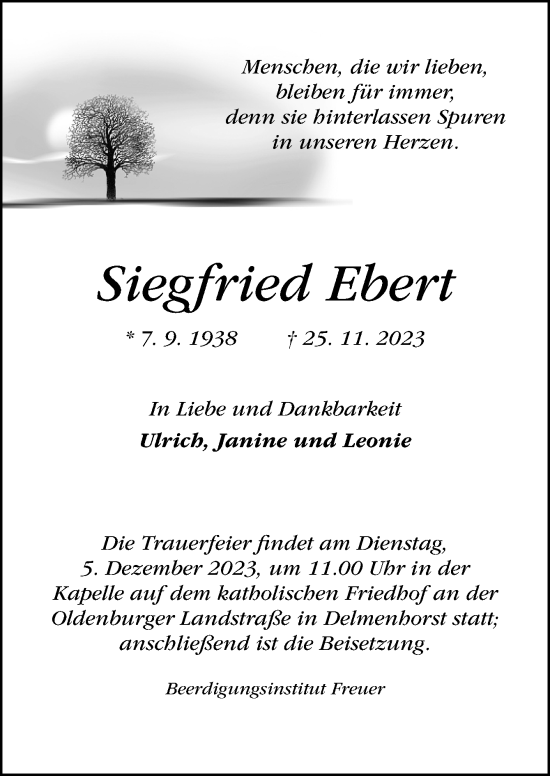 Traueranzeige von Siegfried Ebert von DK Medien GmbH & Co. KG