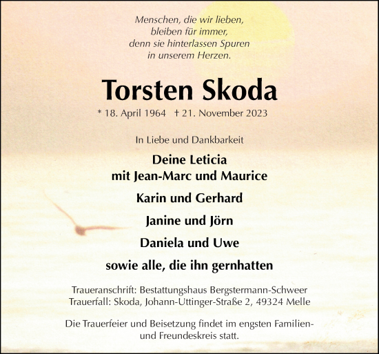 Traueranzeige von Torsten Skoda von Neue Osnabrücker Zeitung GmbH & Co. KG