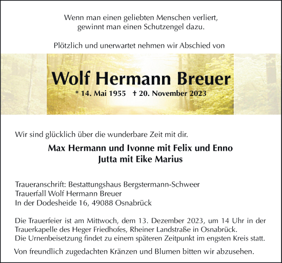 Traueranzeige von Wolf Hermann Breuer von Neue Osnabrücker Zeitung GmbH & Co. KG