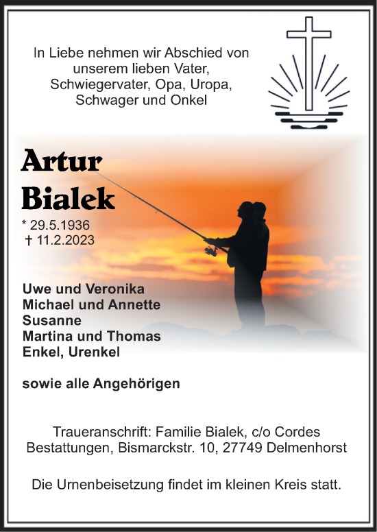 Traueranzeige von Artur Bialek von DK Medien GmbH & Co. KG