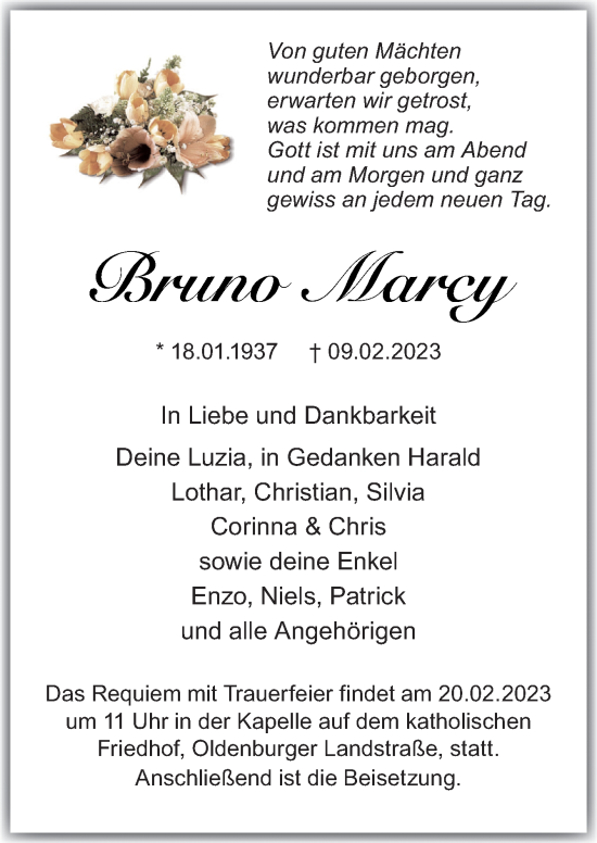 Traueranzeige von Bruno Marcy von DK Medien GmbH & Co. KG