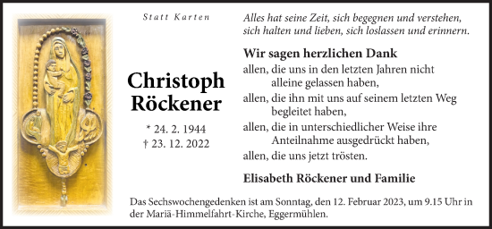 Traueranzeige von Christoph Röckener von Neue Osnabrücker Zeitung GmbH & Co. KG