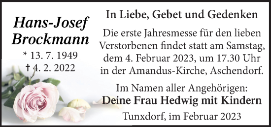 Traueranzeige von Hans-Josef Brockmann von Neue Osnabrücker Zeitung GmbH & Co. KG