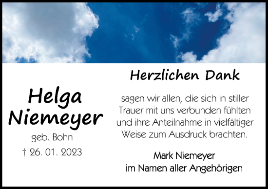 Traueranzeige von Helga Niemeyer von DK Medien GmbH & Co. KG