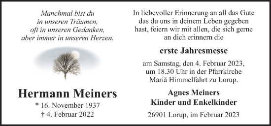 Traueranzeige von Hermann Meiners von Neue Osnabrücker Zeitung GmbH & Co. KG