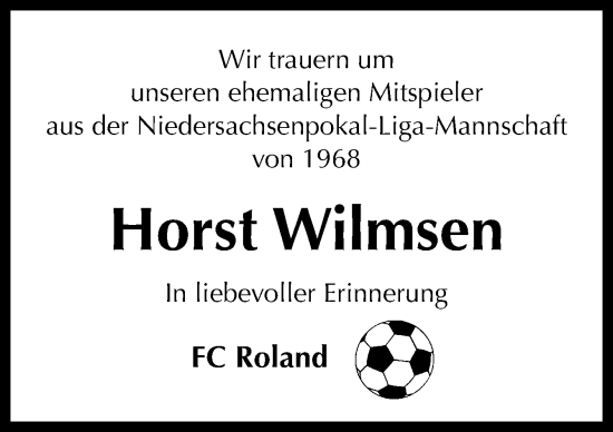 Traueranzeige von Horst Wilmsen von DK Medien GmbH & Co. KG