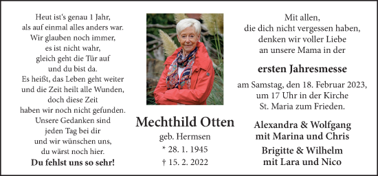 Traueranzeige von Mechthild Otten von Neue Osnabrücker Zeitung GmbH & Co. KG