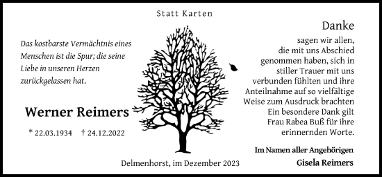 Traueranzeige von Werner Reimers von DK Medien GmbH & Co. KG