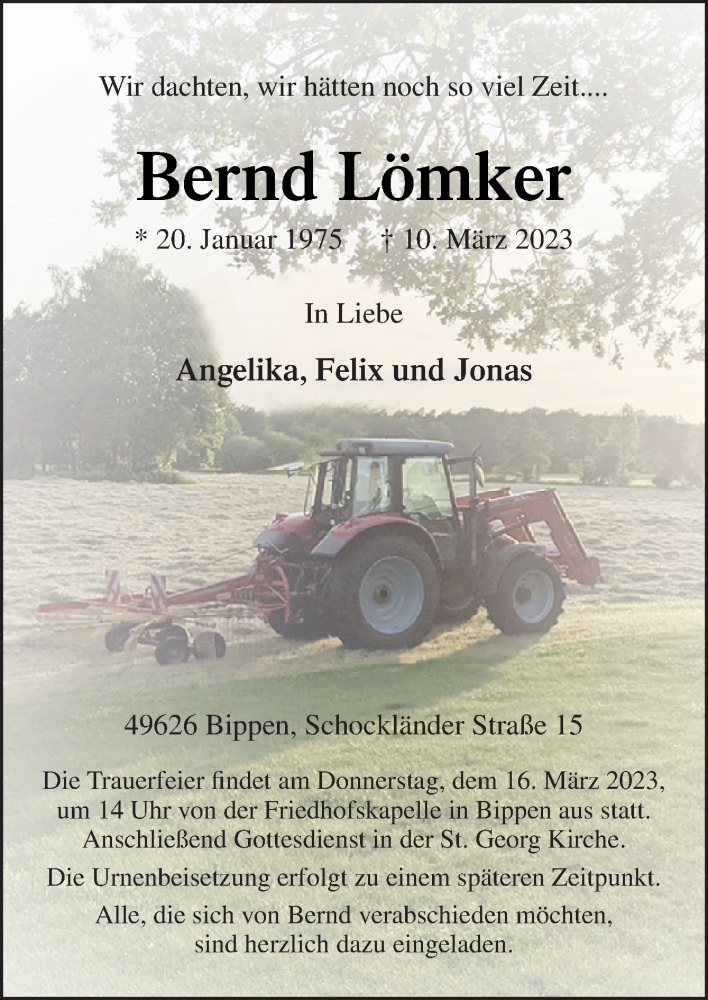  Traueranzeige für Bernd Lömker vom 13.03.2023 aus Neue Osnabrücker Zeitung GmbH & Co. KG