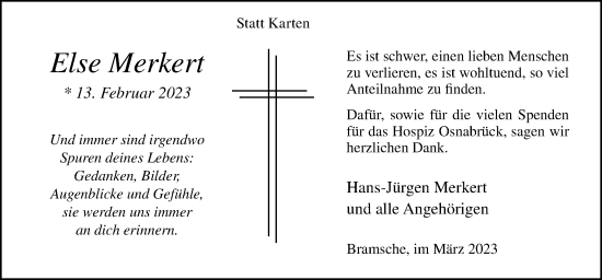 Traueranzeige von Else Merkert von Neue Osnabrücker Zeitung GmbH & Co. KG