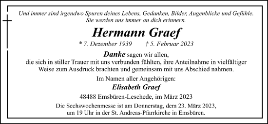 Traueranzeige von Hermann Graef von Neue Osnabrücker Zeitung GmbH & Co. KG