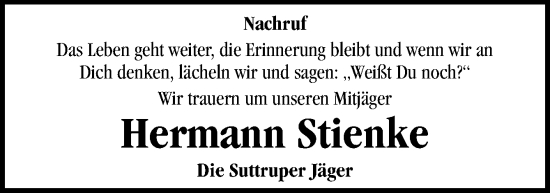 Traueranzeige von Hermann Stienke von Neue Osnabrücker Zeitung GmbH & Co. KG