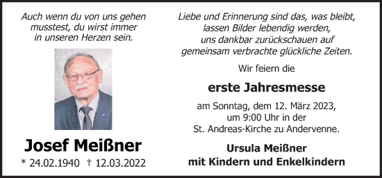 Traueranzeige von Josef Meißner von Neue Osnabrücker Zeitung GmbH & Co. KG