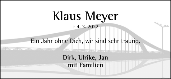 Traueranzeige von Klaus Meyer von Neue Osnabrücker Zeitung GmbH & Co. KG