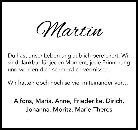 Traueranzeige von Martin  von Neue Osnabrücker Zeitung GmbH & Co. KG