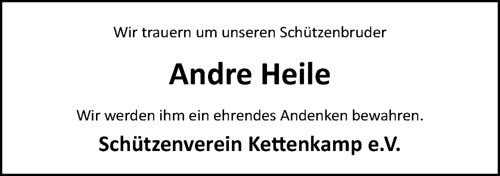  Traueranzeige für Andre Heile vom 25.04.2023 aus Neue Osnabrücker Zeitung GmbH & Co. KG