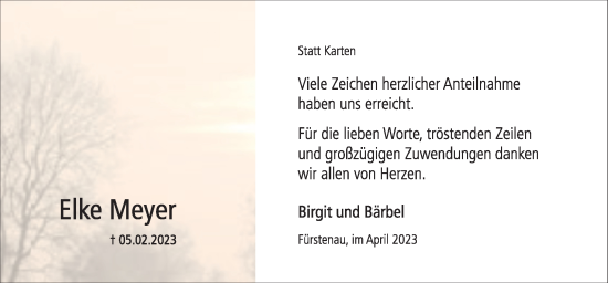 Traueranzeige von Elke Meyer von Neue Osnabrücker Zeitung GmbH & Co. KG