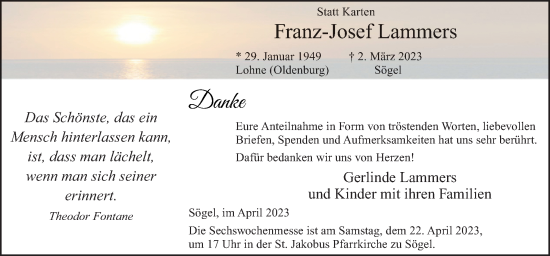 Traueranzeige von Franz-Josef Lammers von Neue Osnabrücker Zeitung GmbH & Co. KG