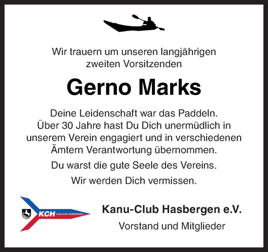 Traueranzeige von Gerno Marks von DK Medien GmbH & Co. KG