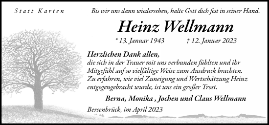 Traueranzeige von Heinz Wellmann von Neue Osnabrücker Zeitung GmbH & Co. KG