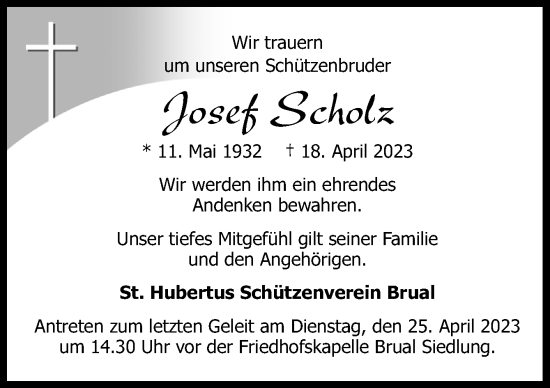 Traueranzeige von Josef Scholz von Neue Osnabrücker Zeitung GmbH & Co. KG