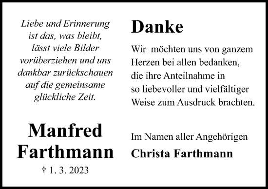 Traueranzeige von Manfred Farthmann von Neue Osnabrücker Zeitung GmbH & Co. KG