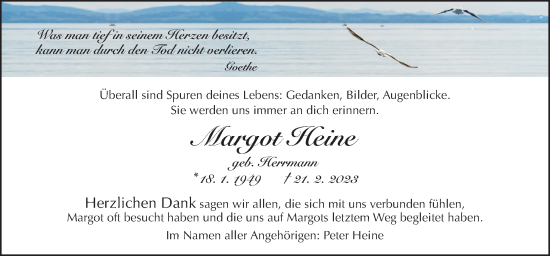 Traueranzeige von Margot Heine von Neue Osnabrücker Zeitung GmbH & Co. KG