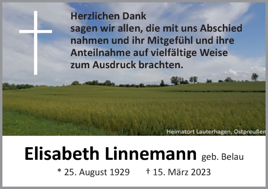 Traueranzeige von Elisabeth Linnemann von Neue Osnabrücker Zeitung GmbH & Co. KG