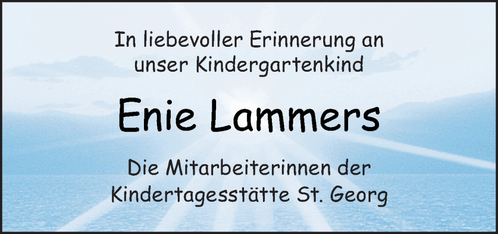 Traueranzeige für Enie Lammers vom 27.05.2023 aus Neue Osnabrücker Zeitung GmbH & Co. KG