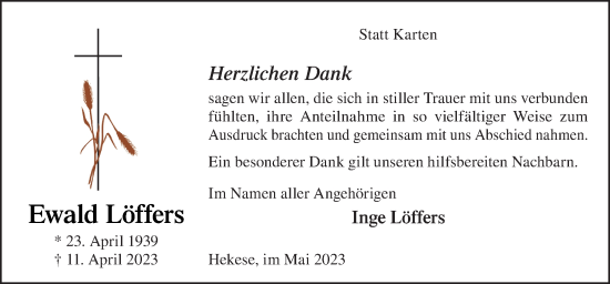 Traueranzeige von Ewald Löffers von Neue Osnabrücker Zeitung GmbH & Co. KG
