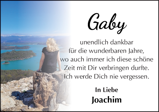 Traueranzeige von Gaby  von Neue Osnabrücker Zeitung GmbH & Co. KG