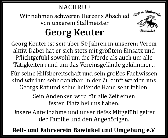 Traueranzeige von Georg Keuter von Neue Osnabrücker Zeitung GmbH & Co. KG