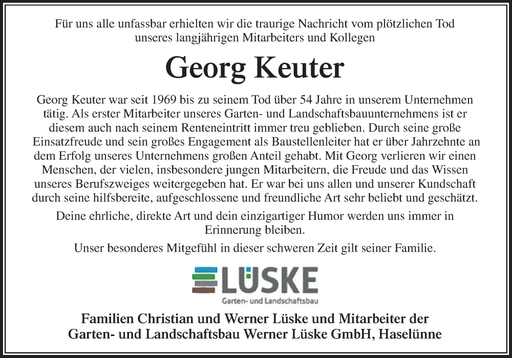  Traueranzeige für Georg Keuter vom 20.05.2023 aus Neue Osnabrücker Zeitung GmbH & Co. KG