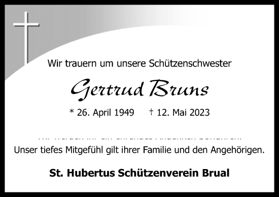 Traueranzeige von Gertrud Bruns von Neue Osnabrücker Zeitung GmbH & Co. KG