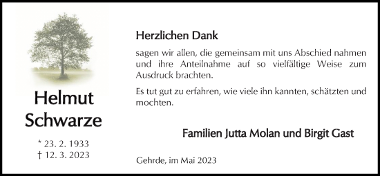 Traueranzeige von Helmut Schwarze von Neue Osnabrücker Zeitung GmbH & Co. KG