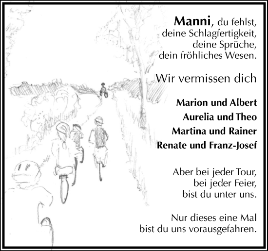 Traueranzeige von Manni  von Neue Osnabrücker Zeitung GmbH & Co. KG
