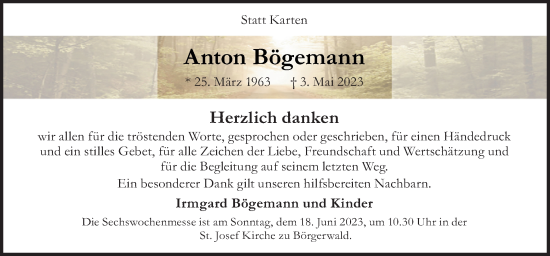 Traueranzeige von Anton Bögemann von Neue Osnabrücker Zeitung GmbH & Co. KG